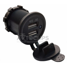 Гнездо прикуривателя резьбовое 2 USB с диодным индикатором Гнездо прикуривателя резьбовое 2 USB с диодным индикатором